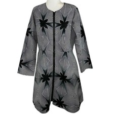 Ray Darten Jacket Dress African Print New XL Artsy Black White Full Zip Pockets