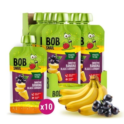 Bob Snail Banane-Schwarze Johannisbeere | 120g | Smoothie | 10 er Packung