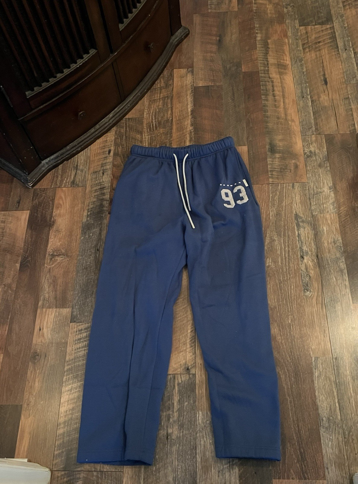Active Men's Blue Sweatpants Drawstring Elastic Waist Tapered Size M Fleece