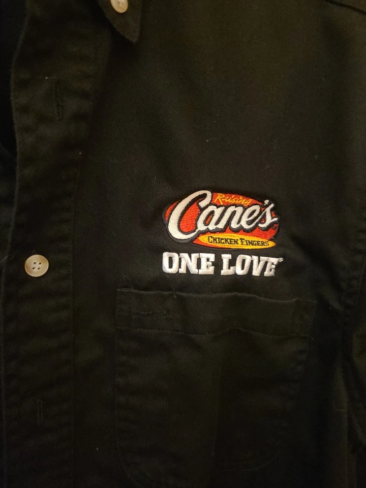 Raising CANE'S SMALL Button-Up Shirt Logo Embroidery Long Sleeve - Image 2 of 4