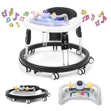 Baby Walker w/ Music,Height Adjustable for 6-18 Month Infant Toddler Boys Girls