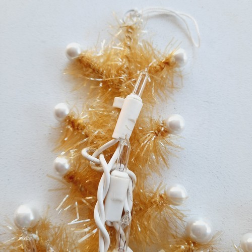 Fiocco di neve vintage illuminato da appendere oro orpello con punte di perle 14" - Foto 5 di 14
