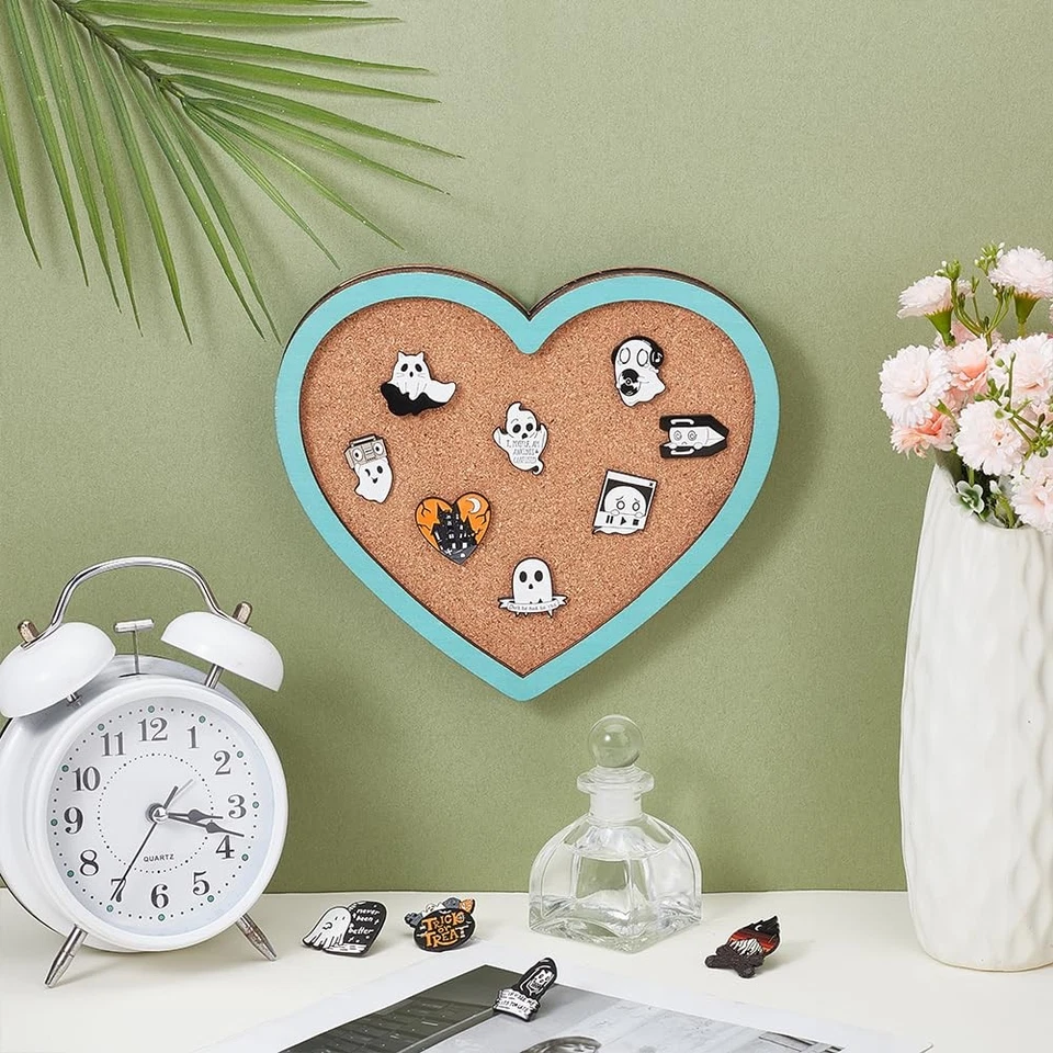 Heart Pin Cork Board, Bulletin Display Board Wall Mounted Cork Board with Lig... - Image 4 of 4