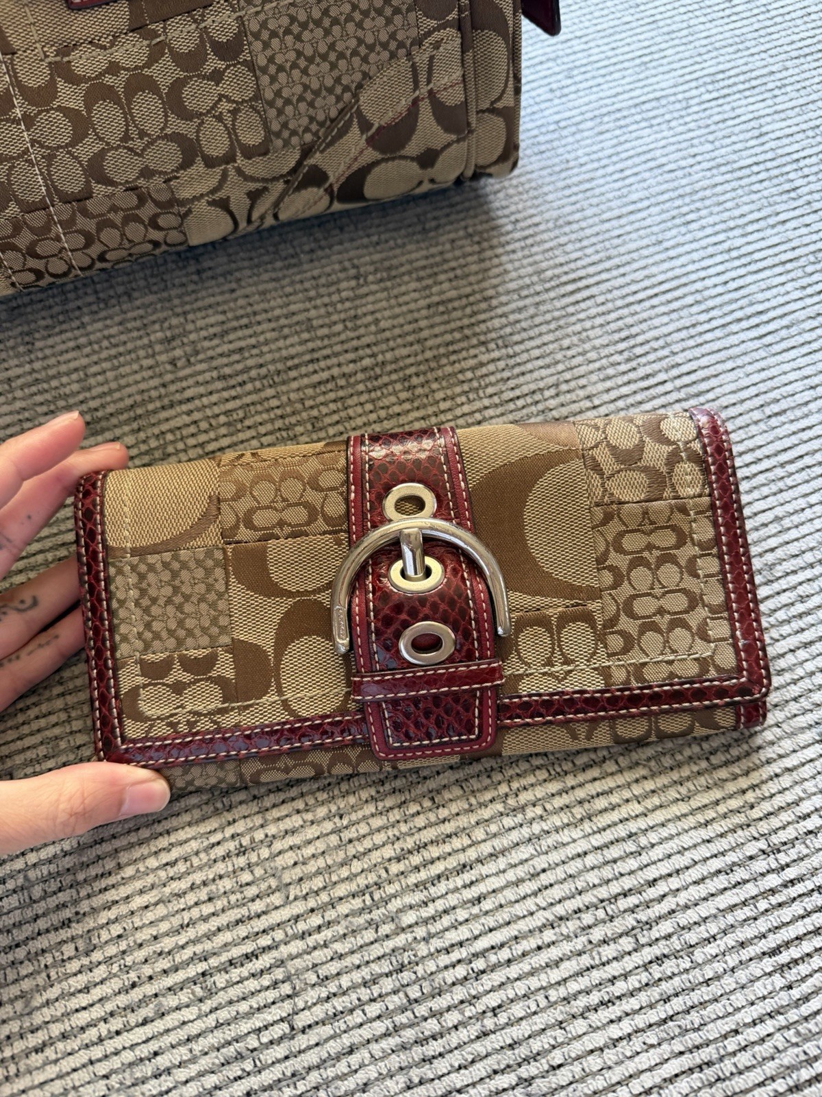 Coach Soho F12317 Signature Patchwork Satchel Mia Vintage Y2K Canvas Metallic image 10