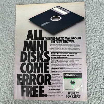 Memtek Mini Disks Floppy Disk Storage Retro Computer Hardware Print Ad 1983