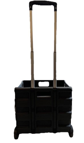 Fold Up Plastic Cart 15x11x14 Latch On Side Extendable Handle {23}