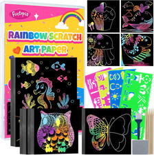 Scratch Art for Kids, 100 Sheets Rainbow Scratch Paper, Black Scratch off Paper