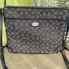 Coach F58285 Outline Signature File Bag Crossbody Black Smoke