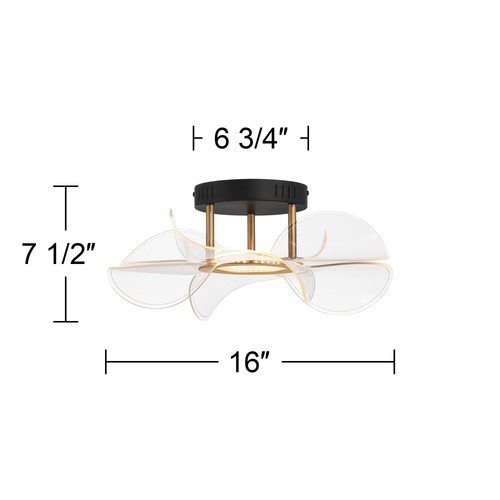Possini Euro Etherea 16" Modern Black and Gold LED Ceiling Light - Picture 4 of 9