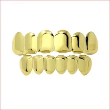 High-Quality 18K Gold Plated Top & Bottom Grillz Mouth Teeth Brass/Copper