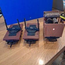 LGB G Scale X 3 Wagons. 2 Beam Carriers, No Beams & Log Carrier Ref LR805
