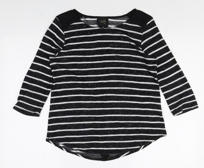 W5 Damen T-Shirt schwarz gestreift Viskose Basic Größe S Rundhals