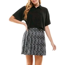 Kingston Junior's Two Piece Printed Skirt Dress Gray Size XL