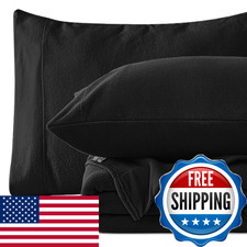 Love'S Cabin Loves Cabin Fleece King Sheet Set - 4 Pcs Black Super Soft Plush