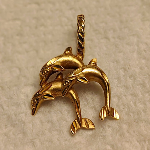 Michael Anthony 14K Yellow Gold Dolphin Charm Pendant No Stone