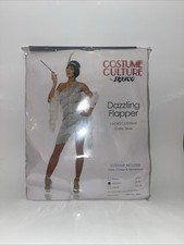 Grey Flapper Womens Costume Dress Roaring 20s 1920s Dazzling Flapper M 8-10 .