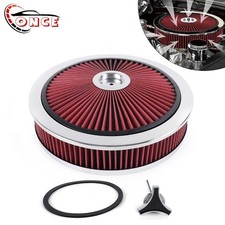 14 X 3 Super Flow Washable Red Round Air Cleaner Kit Drop Base For Sbc Bbc