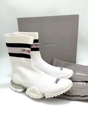 Vetements X Reebok Sock Sneaker Boot White Striped  Men-7, Women-9 NIB 