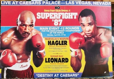 Vintage 1987 Super Fight Marvin Hagler vs Sugar Ray Leonard Boxing