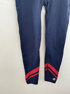 Tory Burch Sport  Pilates Leggings With Chevron Strips Blue Navy/ Red Size XS