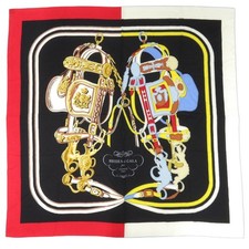 AUTHENTIC HERMES Large shawl stole Carre140 Brides de Gala Applique Pique Scarf