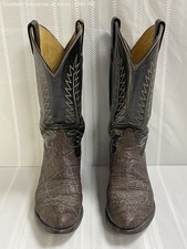 Vintage Tony Lama F2716 Dark Brown Leather Western Cowboy Boots Size 7 D