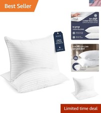 2 Luxurious Soft Hotel Style Standard/Queen Pillows for Back, Stomach, Side S...