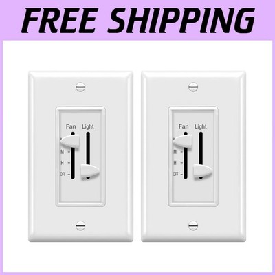 Dual Slide Ceiling Fan Speed Control & Dimmer Switch, 2-Pack