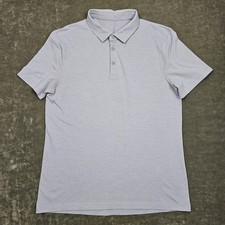 Lululemon Evolution Polo Shirt Mens Small Blue Solid Jersey Casual Short Sleeve