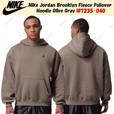 Nike Jordan Brooklyn Fleece Pullover Hoodie Oliv Grau IB7235-040 US Gr.