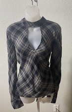 NWT Veronica Beard Blouse Sz 8 Black Wade Metallic Plaid Gauzy Long Sleeve