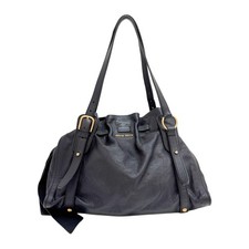 MIU MIU Vitello Lux Bow Black Leather Shoulder Bag