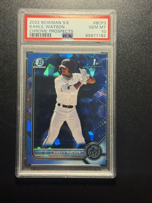 #ad 2022 Bowman Chrome Kahlil Watson #BCP 3 Sapphire 1st Prospect RC PSA 10 $27.00