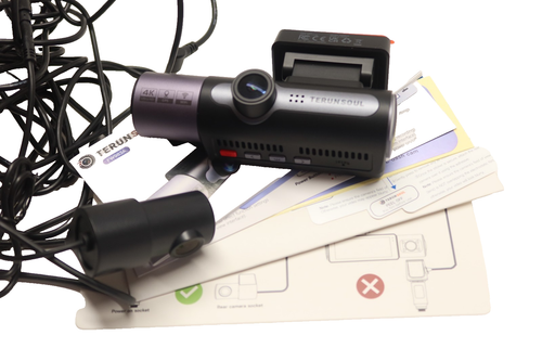 TERUNSOUL 4K Dash Cam Cabina Anteriore Posteriore 3 Canali GPS WiFi Visione Notturna SCATOLA APERTA - Foto 3 di 7