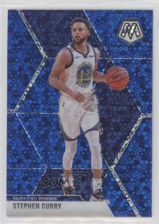 2019-20 Panini Mosaic Fast Break Blue Prizm /85 Stephen Curry #70