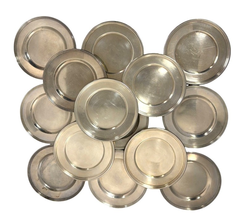 Set of 14 Sterling Silver 3504 Serving Plates 1000g