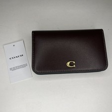 COACH Essential Slim Card Case - Maple, Brass, Zipper Coin Pocket NWT