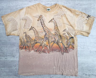 Vintage Rainforest Cafe Shirt Adult XL Giraffes Herd Nature AOP Wrap Around *B4