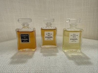 VTG Wardrobe Mini Set **PARFUM Chanel No 5 & 19, Coco Parfum Splash Bottles MINI