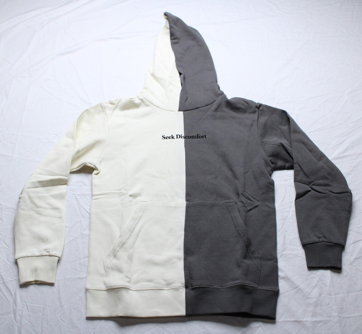 Seek Discomfort Adult's Split Color Hoodie JL3 Bone/Washed Grey