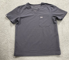 Figs Scrub Top Shirt Womens Small Gray Technical Collection V Neck Pockets