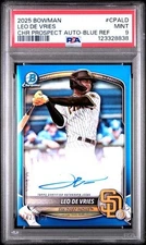 LEO DE VRIES 2025 Bowman Chrome Prospect Auto BLUE Refractor /150 PSA 9 Mint *ke