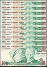 Turkey 20 Million Lira, L.1970 (2000), P-215, Used X 10 PCS