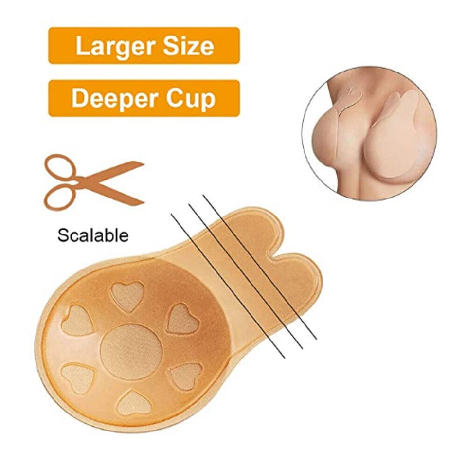 Silicone Bra Self Adhesive Push Up Breast Lift Strapless Invisible Pasties Cover - Image 3 of 4