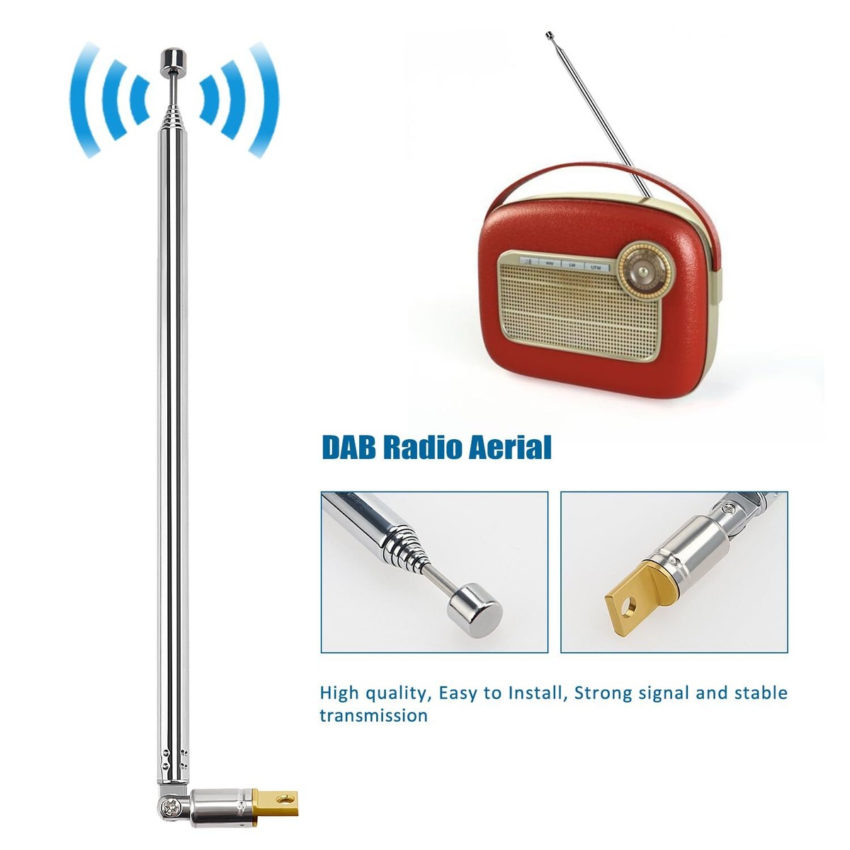 Antenne Dipôle FM Pour Radio à Tubes Vintage - Fiche Banane 4mm - Câbles 74cm + 159cm - Compatible Entrées 240/300 Ohms - Améliore La Réception