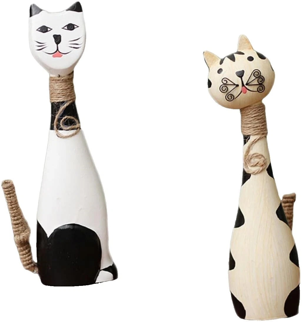Gatos de Madera Figuras Decorativas esculturas y