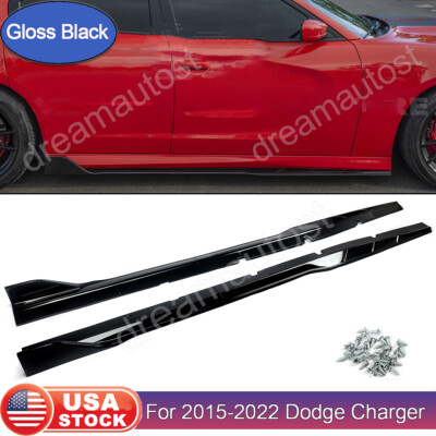 For 2015-2022 Dodge Charger SRT Track Style Gloss Black Side Skirt Rocker Panels