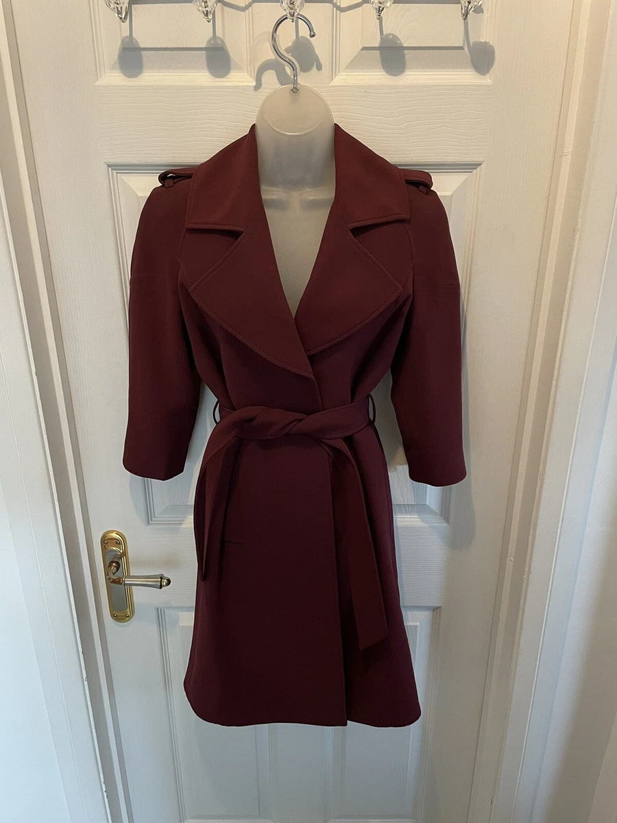 Ted Baker Caila Burgundy 3 4 Sleeve Belted Duster Coat Jacket TB 2 UK 10