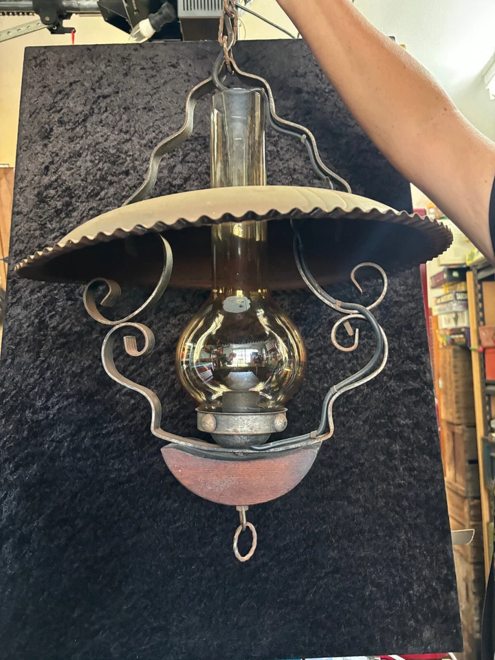 Lámpara Colgante Vintage Cobre, Tono Corteza Pastel Hierro Forjado Rústico Estilo Country Foto 3 de 4