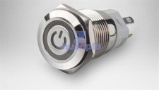 1PC BLUE Led Lighted Push Button 16mm 12V Metal ON-OFF Switch